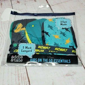 Addie & Tate Dinosaur Kids Youth Mask Set 4 Piece With 1 Lanyard Included